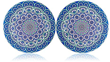 Stein-Untersetzer aus Keramik für heiße Töpfe und Pfannen, hitzebeständige Matten mit schönem Sonnenblumenmuster und kratzfestem Korkboden, Geschenke für Freunde, rund, 19, 8 cm, 2er-Set