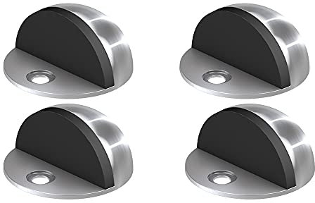 BASI | 4er Set Türstopper für Bodenmontage | aus Edelstahl | Türhalter | Türpuffer | Bodentürstopper in Silber | Schutz für Wand und Möbel | 4 Stück