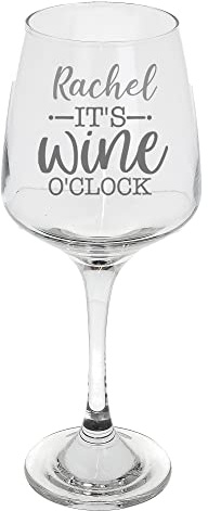 Personalised Wine O'clock Engraved Wine Glass Novelty Gift Birthday Gift End of Term Teachers Gift Retirement Gift Thank You Present Personalised Engraved Wine Glass It's Wine O'clock Engraved Glass