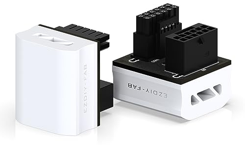 EZDIY-FAB Adaptateur secteur 12VHPWR 12+4 Pin Angle Connector pour carte graphique de la série RTX40,Prend en charge une sortie de 600W,compatible avec RTX4090,4080,4070ti-180 degrés de type RVS-Blanc