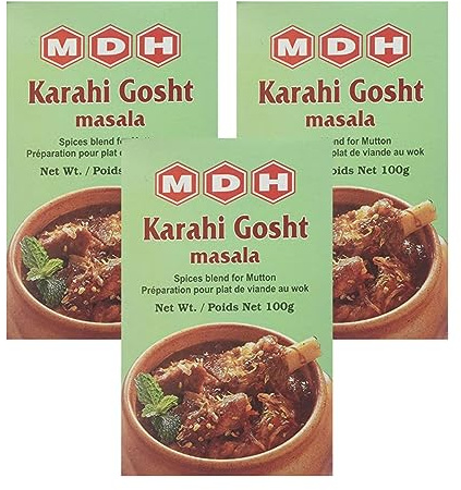 MDH Various Seasoning Masala Powder - Spices Mix Curry Masala Recipe Mixes Casserole Seasoning Herbs - Aromatic & Enhances the flavor of the meal (Karahi Ghost Masala (100g), Pack of 3)
