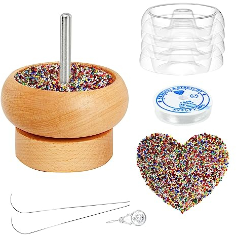 Bead Spinner, Perlenspinner-Set, 4 Schnellwechselschalen, 2 Perlennadeln Mit Großem Auge Und 1000 Stück Taillenperlen Für Die -Schmuckherstellung