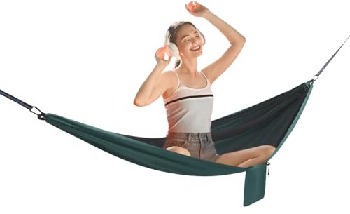 Begonia Camping hängmatta med myggnät och tältpresenning, ventilerande hängmattor av nylonpolyester, resehammock för utomhusaktiviteter 200 kg lastkapacitet 2,9 x 1,4 m (svart grön)