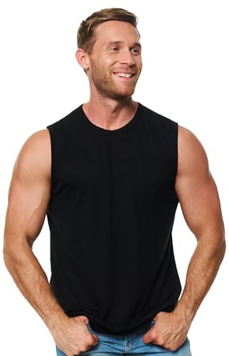 Camiseta Sin Mangas para Hombre de Lana Merino - Camiseta Interior Hombre Activa, Transpirable, Antiolor, Ligera (XX-Large, Black Tank)