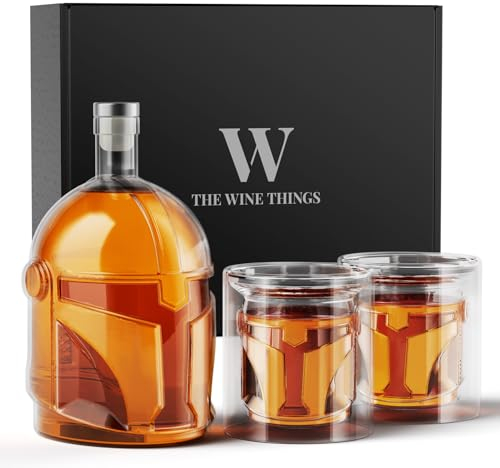 The Wine Things Whiskey Decanter Sets with 2 Glasses for Men Dad, Unique Gift for Husband, Boyfriend, Brother, Anniversary Day Birthday Gift Ideas, Cool Drinking Accessories for Home Bar