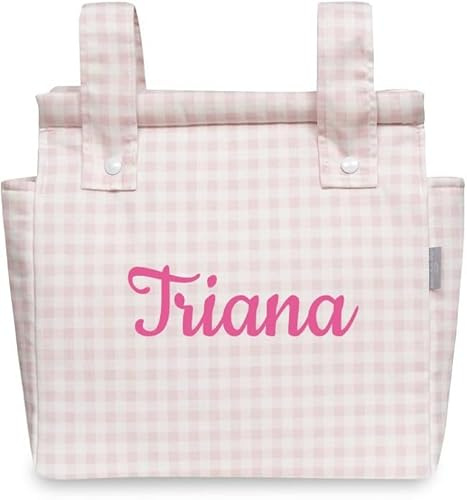 Danielstore Bolso Carrito Bebé – Bolsa Panera de Algodón para Carro de Bebé, 34x34 cm, 2 Compartimentos con Cremallera, Organizador para Paseo