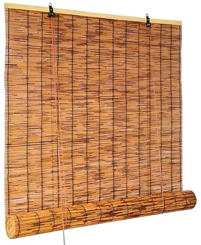 80 90 100 150 160cm Bambus Rollo Outdoor Jalousien Bambusrollo Sonnenschutz Anti-UV Schilf Vorhang Mit Lifter für Sichtschutz Küche Veranda Garten