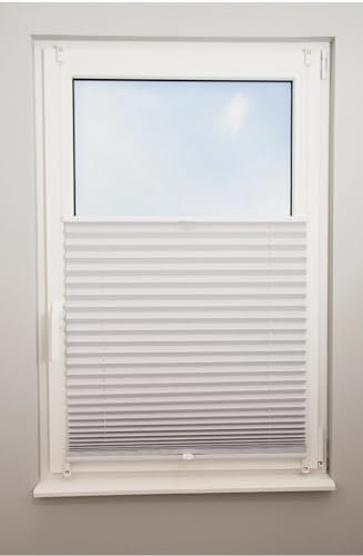 Gardinen Senay Verdunkelungs-Plissee Weiß, Klemmfix verspannt mit Klemmträge, 50cm-120cm (75x130)