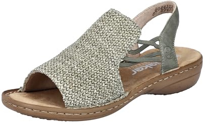 Rieker 60843, Sandali con Cinturino alla Caviglia Donna, Verde, 42 EU