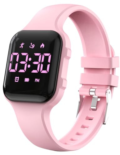 Kids Step Counter Watch, Digital Pedometer, Fitness Tracker Wristwatch, Waterproof Sport Watch, for Children Boys Girls Teens(Pink)