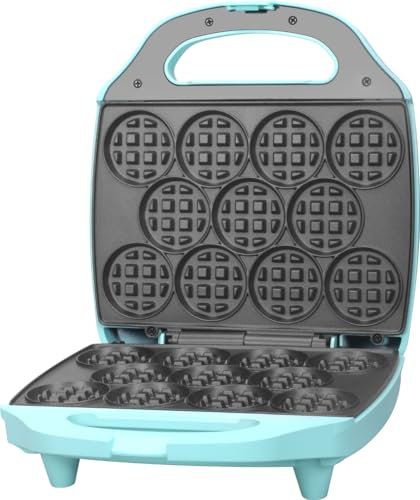 Baker's Friend Maquina Waffles, Mini Gofrera Para Niños y Adultos, Pequeña Máquina Para Gofres Belgas, 11 x 5.5 cm, Gofrera Antiadherente, Mini Waffle Maker, Aqua