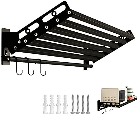 DONGGANSHI Support de Rangement pour Micro-Ondes, Support Mural Pliable pour Four à Micro-Ondes, Support de Rangement pour Four à Micro-Ondes, Support de Four à Micro-Ondes en Acier inoxydabl