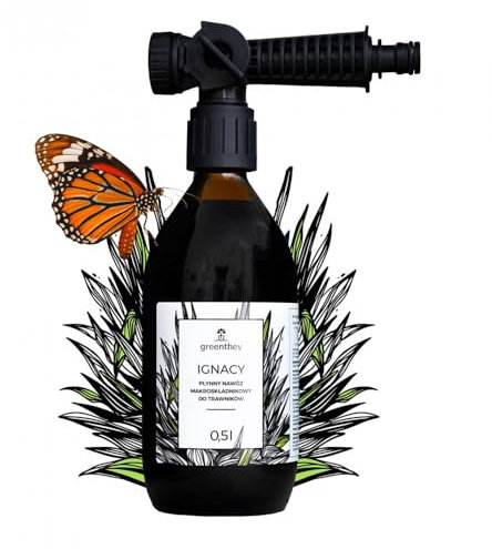 Greenthey Concime Liquido per Prati con Spruzzatore - Per una Superficie di 200 m² | azoto, acidi umici e microelementi | Crescita, manto erboso folto e prato sano | 0,5 Litri