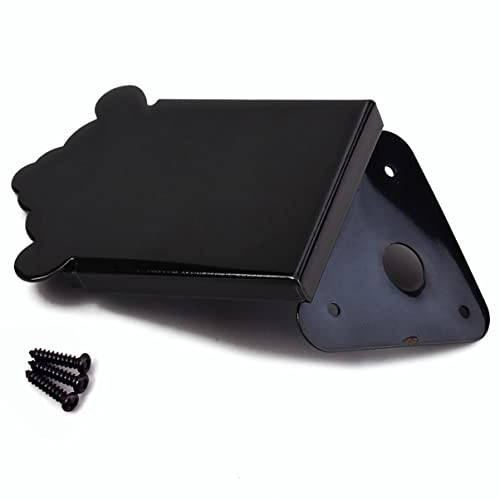 Metall Saitenhalter für Mandoline und Gitarre mit Schrauben Schwarz | Dreieckiges Zubehör, Austauschbare Abdeckplatte, Verbessert Sustain und Klang, Metallausführung, Dekorativ