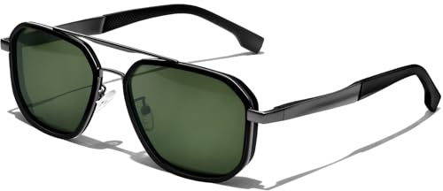 KANASTAL Retro Sonnenbrille Herren Polarisiert UV400 Schutz | Klassisch, Vintage, Retro, Quadratisch Metal Rahmen, Eckig, Coole, Designer, Anti Glare, Elegante, Modische, Doppelsteg