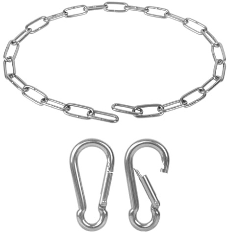 1/8 X 28 Inch Stainless Steel Gate Chain Lock, Adjustable Gate Link Chain Lock with 1/5 inch Carabiners, Metal Security Gate Chain Link for Outdoor Fences, Yard Pet Cage, Side Back Garden Door, Silver