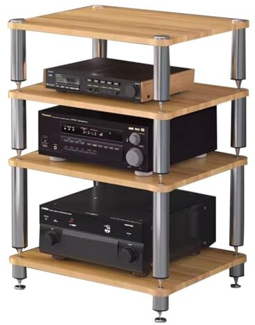 Easnuroz HIFI-Audio-Schrank 2/3/4-stöckiger HIFI-Plattenspieler-Ständer HiFi-Racks Und -Ständer Audio-Rack-Schrank AV-Regal TV-Tisch Für Verstärker/Turntable/Sky Box/Drucker(Wood color,60*48*76cm(4Tie