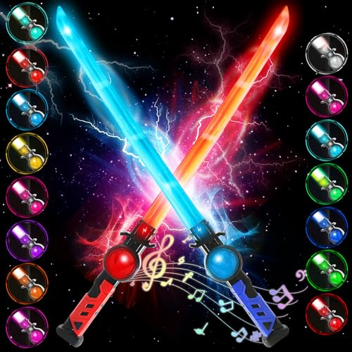 Spada Laser 2 Pezzi,Lightsaber RGB 15 Colori,Collegabile 2-in-1 Spade Laser,Soundfont di Battaglia di Film Simulati,Light Sabers per Bambini,Halloween,compleanni