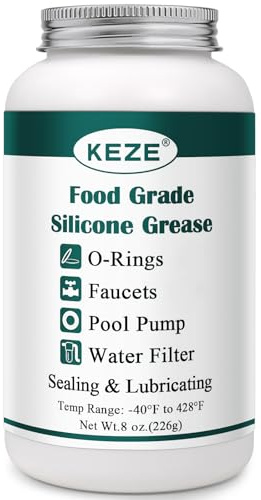 KEZE Pool Lube for O Ring Food Grade Waterproof Silicone Faucet Grease for Pool Filter Plumbing Plastic Parts Gasket Valve Rubber Seals Paste with Brush Top Can 226g