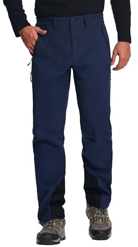 Pioneer Camp Herren Skihose Softshellhose Wasserdicht Gefüttert Winterhose Winddicht mit 35cm Beinreißverschluss & Verstellbarem Beinabschluss(Navy;XL)