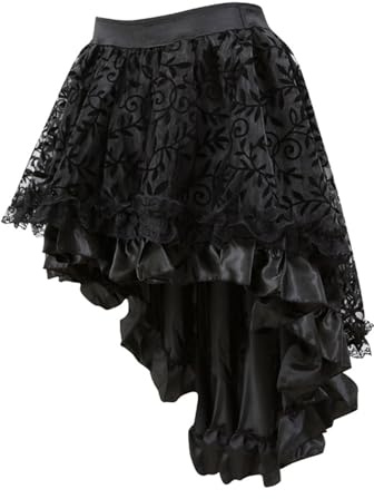 Nero Spacco Retro Tinta Unita Gonna Elastica Irregolare Pizzo Cocktail Swing Gonna Glitter Donna