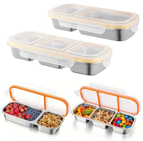 SANLIUBA Caja de Aperitivos,Reutilizable, para Almacenar Alimentos, Fiambrera, Bandeja Portátil para Aperitivos, Apta para El Colegio y El Trabajo (2 Unidades)