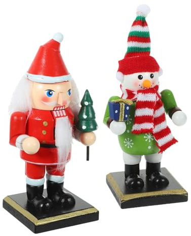 Toyvian 2piezas Cascanueces de Navidad Figura de Plástico de Cascanueces de Papá Noel y Muñeco para Decorar Repisas y Estanterías Artículos Navideños