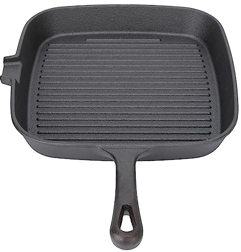 Yctze : Sartén para Parrilla Sartén Antiadherente para Parrilla - para Diseño Antiadherente Térmico Conducción Rápida del Calor Hierro Rayas para Freír Bistec Cocina Casera - de Hierro Fundido (22cm)