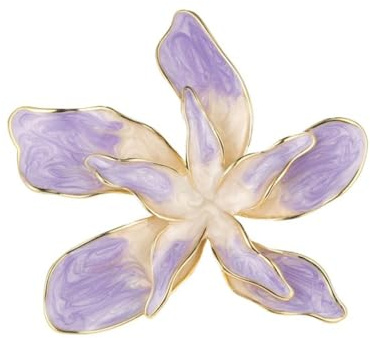 IRIRI Broche orchidée violette plaquée or, finition peinte à l'huile