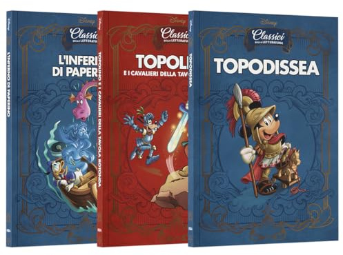 Collezione Classici della Letteratura Disney Pack I. Contiene 3 libri: Topodissea, Topolino e i cavalieri della tavola rotonda, L’inferno di Paperino