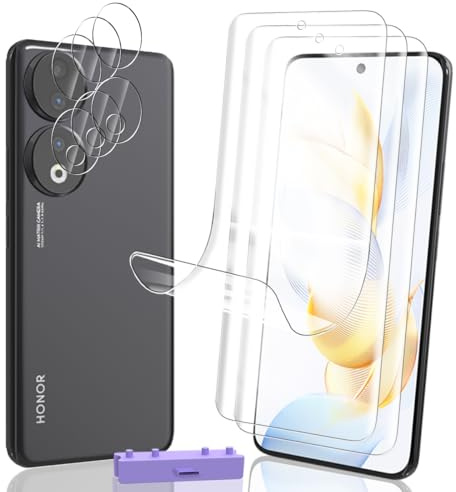Rniidaaz 3+3 Pezzi Pellicola Protettiva TPU per Honor 90 – con Aiuto al Posizionamento, Protezione Fotocamera 9H, HD Trasparente, Anti-Graffio, Compatibile Custodie