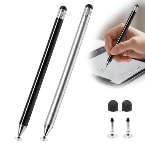 2PCS tylet Tablette Tactile Universel pour Dessin et Écriture Fluide | Pointe transparente précise,double embout protecteur écran,sans charge ni batterie,compatible tous écrans capacitifs