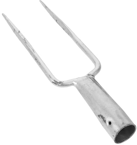 HAMPPLIES Fourche de Jardin à Double Dent en Acier avec Finition Antirouille, Outil Manuel pour Potager et Parterre de Fleurs, Compatible Manche 3,5 CM, Jardinage Extérieur