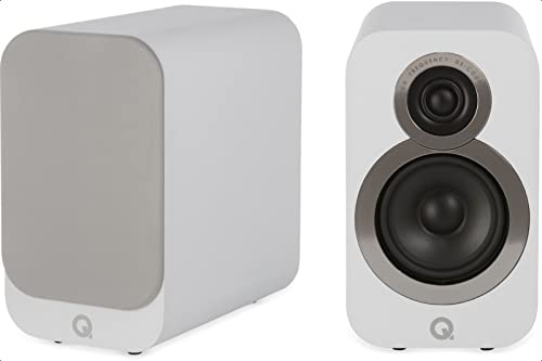 Q ACOUSTICS 3010i Compact Bookshelf Speakers Pair Arctic White - Featuring 2-way Reflex Enclosure Type, 100mm (4) Bass Driver, and 22mm (0.9) Tweeter - Stereo Hifi/Passive