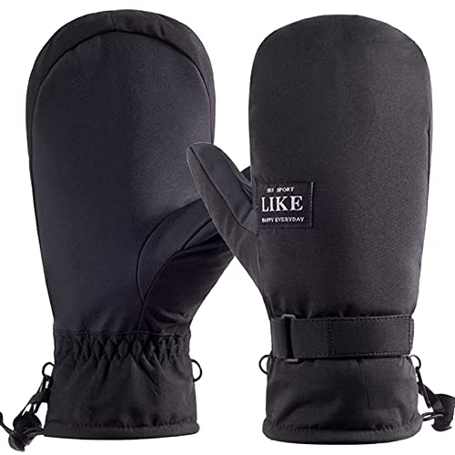 FAYHIJUN Handschuhe Winter Fäustlinge für Damen skihandschuhe Winterhandschuhe wasserdichte Fahrradhandschuhe Winddichte Thermohandschuhe Warm Sports wie Laufen Radfahren (M, Schwarz)