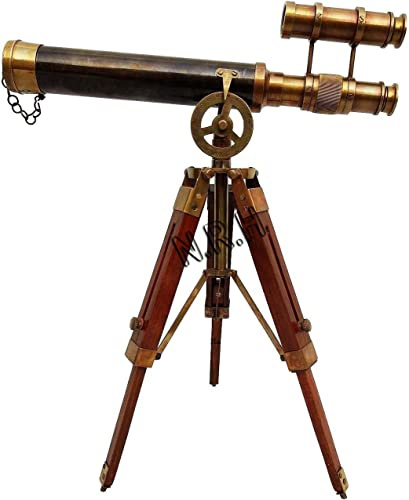 Double Barel Victorian London (1915) - Telescopio de latón de 45,7 cm en trípode, decoración antigua para el hogar
