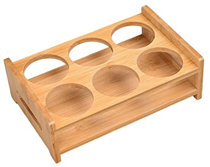 perfk Porte-plateau En Verre à Bois, Présentoir à Boissons, Support de Rangement pour Gobelets, Organisateur de Tasses de Base pour Armoires, Fêtes, 6 trous