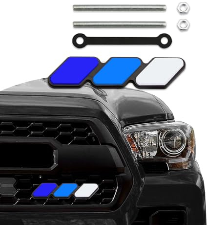 TRD – Badge décoratif en 3 couleurs pour calandre – Accessoire de décoration de voiture pour Tacoma 4Runner Tundra Sequoia Rav4 Highlander (blanc bleu)