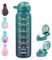 SLUXKE Gourde Inox 1L avec Marquage De Temps, 1000ml Gourde en 18/10 Acier Inoxydable avec Handle, Réutilisables, Gourde Metal, Étanche, sans BPA, pour Adulte, Sport, Gym, Voyage Bleu Bleu