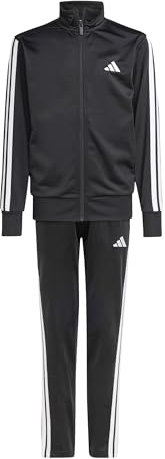 adidas Unisex - Bambini ESSENTIALS CLIMACOOL STRIPES TRACKSUIT, black/white, 11-12 Years