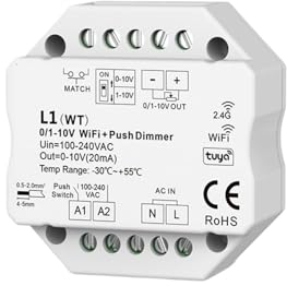 1PCS 0/1-10V Tuya Smart WiFi Zigbee LED Dimmer Controller Push Dimmer 110V 220V 230V Vita Intelligente APP Controllo Vocale(Color:WiFi Dimmer)