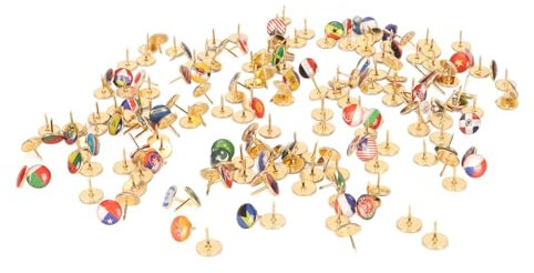200 Stück Länderflaggen-Reißzwecken, Robuste Nationalflaggen-Reißzwecken, Dekorative Reißzwecken mit Nationalflaggen-Anleitung für den Bürogebrauch