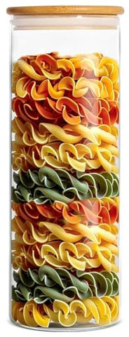 NUOOO Glass Jars Containers with Lids High Borosilicate Airtight Food Storage Container Food Canisters for Spaghetti, Flour, Coffee, Cookie, Spice (2100ML, 1 Pack)