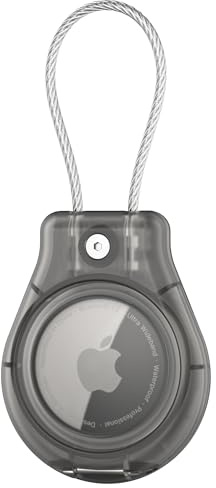 DLENP Hänge för AirTag, vattentätt fodral med Apple Airtag, nyckelring, säker hållare med kabel, Air Tag Lock-fodral, skyddande tillbehör för nycklar, bagage, fler–transparent svart