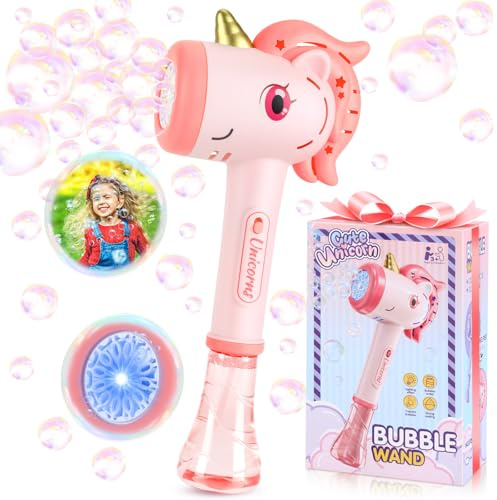 Getatoy Toys for 3+ Year Old Girls Kids: Unicorn Bubble Wand with Cool Light Gifts for Age 4 5 6 7 8 Years Old Kids Baby Bubble Machine for Parties Birthday for Toddler Ages 3-8