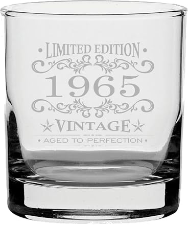 Vaso de whisky grabado vintage de 1965, regalo de 60 cumpleaños, diseño de edición limitada