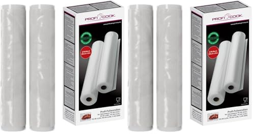 ProfiCook® Vakuumierbeutel | Vakuumierfolie für alle Marken | 2 Rollen à 28cm x 6m | Vakuumbeutel Lebensmittel | stark & reißfest | Vakumierergerät Beutel für Sous-Vide | 100% dicht | kochfest
