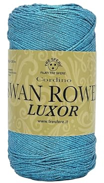 cordino per borse swan rowen effetto LUXOR da 200g - 50% cotone riciclato -50% poliestere LUREX per uncinetto 3-4 (luxor turchese - 6407)