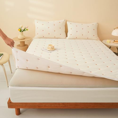 Morbuy Coprimaterasso Singolo Matrimoniale Impermeabile, Coprimaterasso Una Piazza e Mezza Antiacaro con Cerniera Morbida e Traspirante per Materassi Altezza 25cm (200x220+25cm,Bianco)