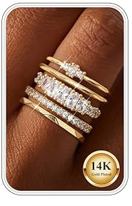 5 stycken Dainty 14K guldringar för kvinnor Chunky Twist silverband ring inte fläckar stapla tumme ring bröllopsband storlek 5–10
